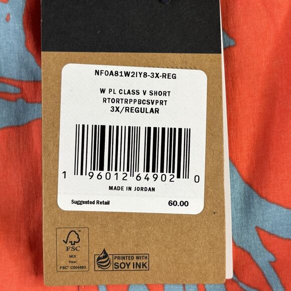 The North Face Shorts Womens 3X Orange Class V FlashDry Tropical Print NF0A81W2 - Picture 5 of 15